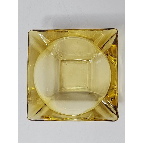 Vintage Amber Glass Square Collectible‎ Ashtray MCM - Picture 4 of 9